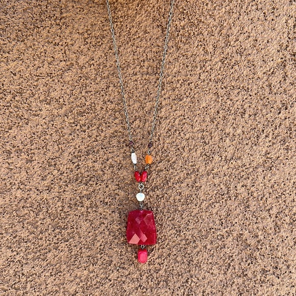 Silpada Sterling Silver Oxidized Ruby Jade & Gemstone Pendant Necklace N1061 - Picture 2 of 11